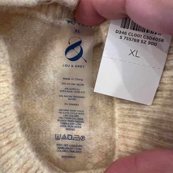 NWT LOFT Lou & Grey Khaki Heather Ski City Sweater - Picture 7 of 10